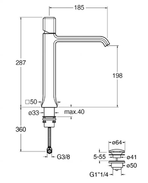 ITALY CRIIT227 - Countertop single handle washbasin mixer by CRISTINA Rubinetterie - view 3